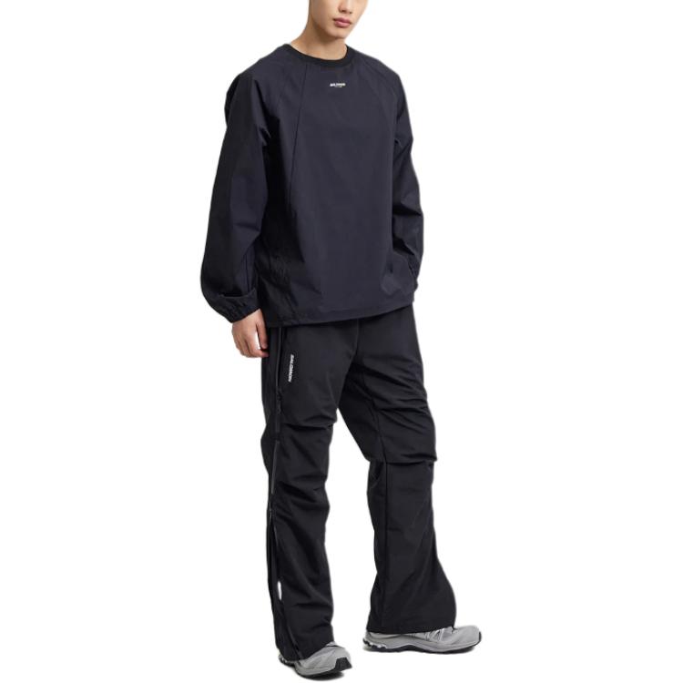 Salomon Solid Color Elastic Waist Straight Loose Casual Pants Unisex bottoms Black LC2392100