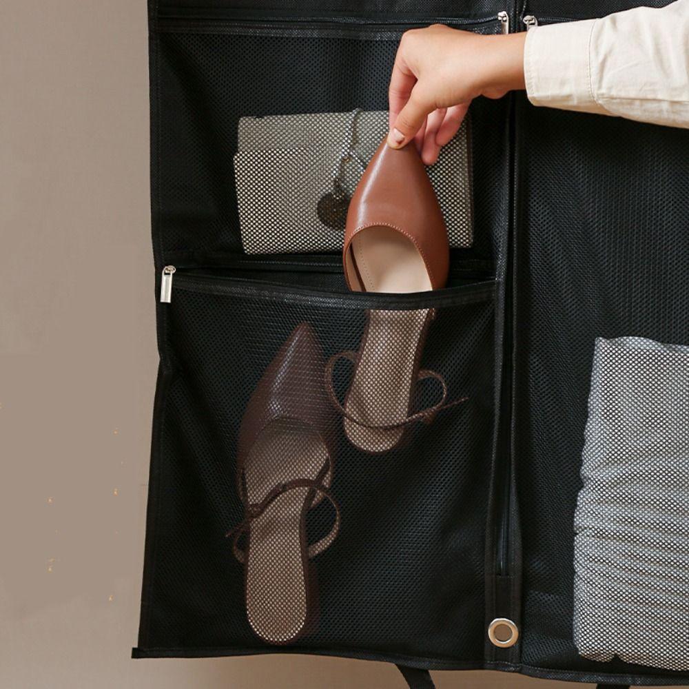 Mesh Pockets Portable Garment Bags Multi-Compartment Hanging Travel Garment Bags Foldable with Window Dustproof Clothing Covers