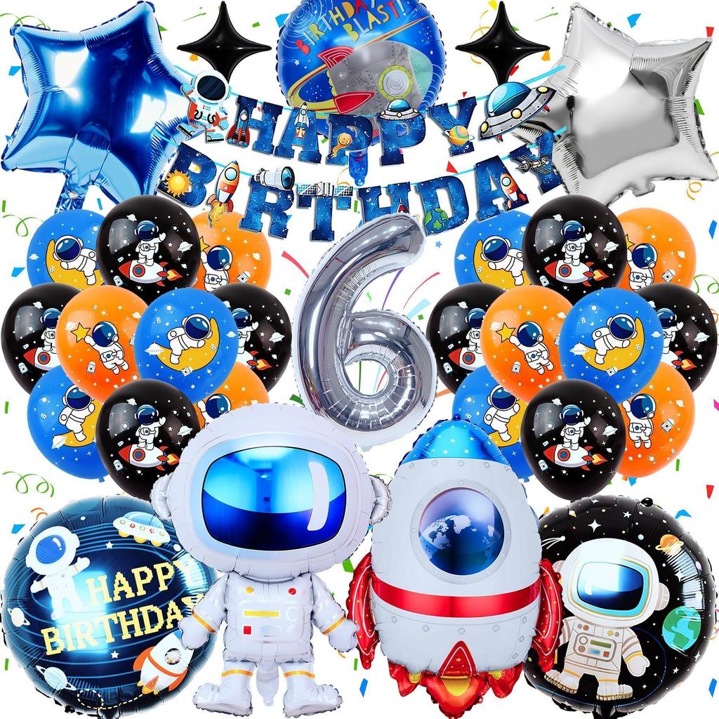 Astronaut Balloon Set, Astronaut Aluminum Film Balls, Birthday Party Decoration Balloons for Boys and Girls