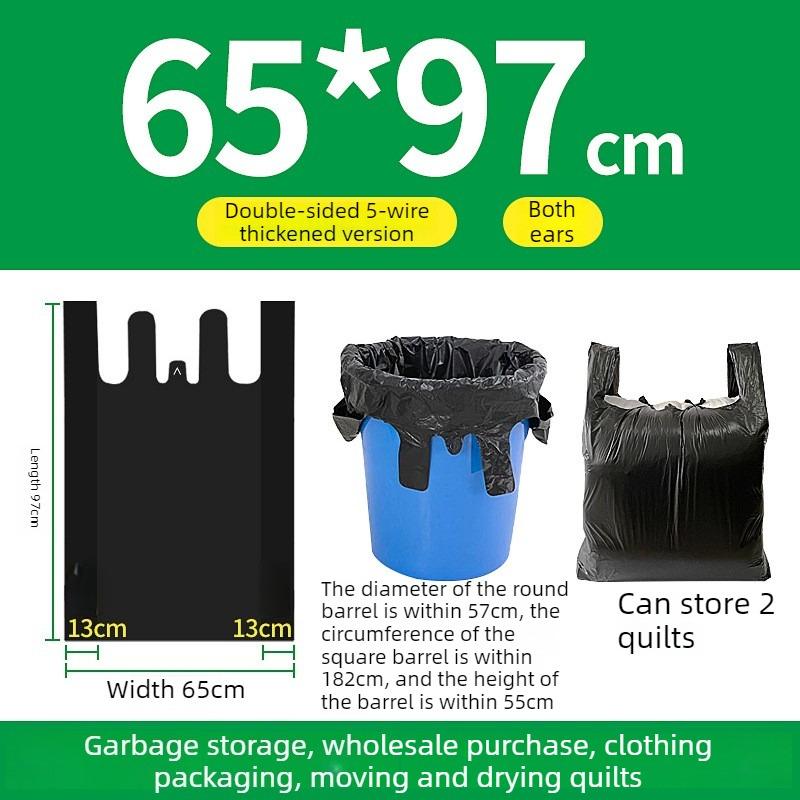 50 Stück Müllsäcke Schwarz Griffbetätigt Große Plastiksäcke zum Umziehen, Kleiderverpacken, Extragroße und Dicke Müllsäcke.