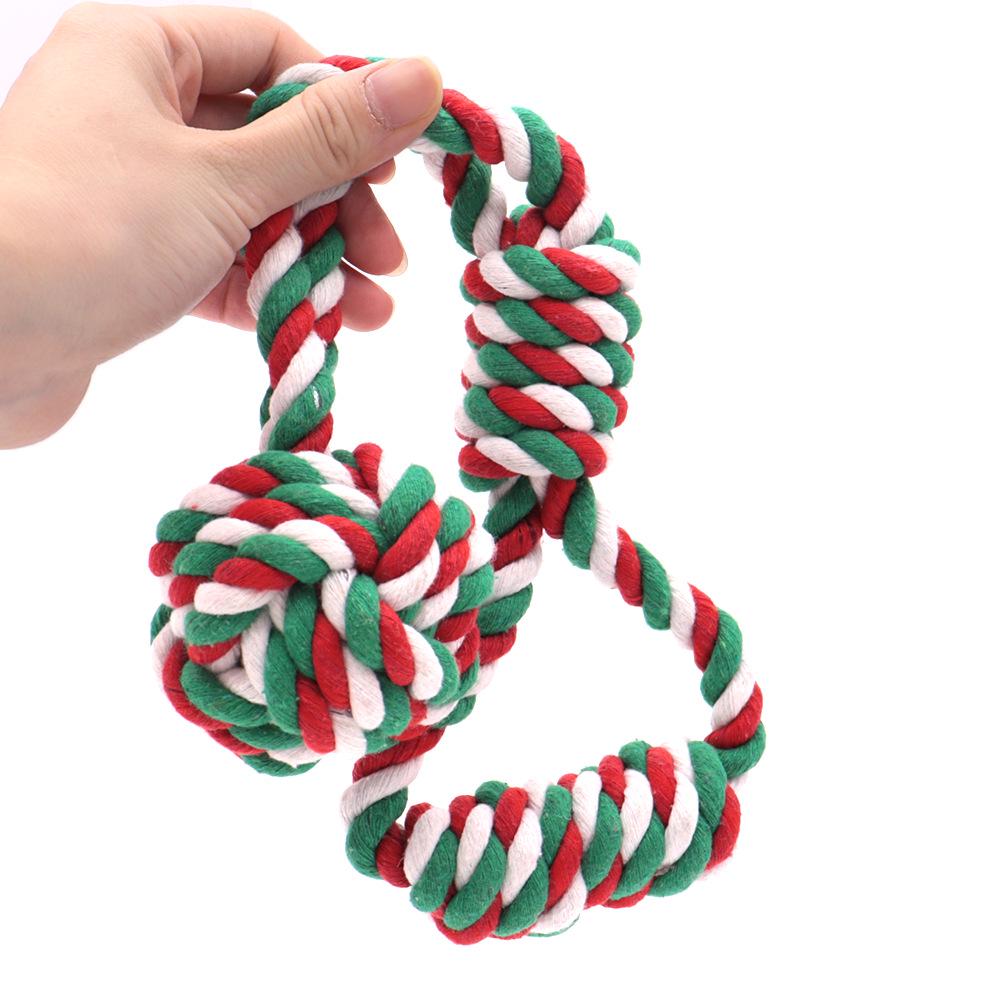 Christmas Cotton Rope Knot Toys - Bite-Resistant Teething Supplies for Dogs