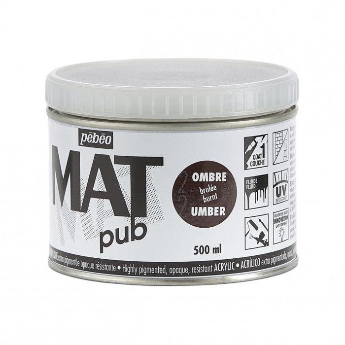 Peinture Acrylique - Pebeo - Mat Pub - 500ml - Brun Brûlé - Finition Mat