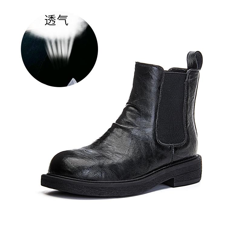 Leather Chelsea boots women's autumn and winter new pleated Martin boots women's retro casual short boots versatile boots women