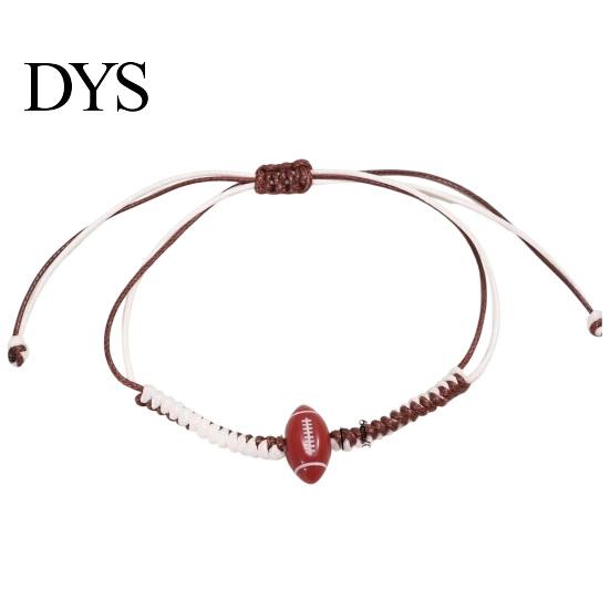 Cool Layered Wristband Sports Themed Braided Bracelet, Adjustable Hand Woven Rope with Personalized Fan Gift Ball Charms, Trendy Wrist Strap