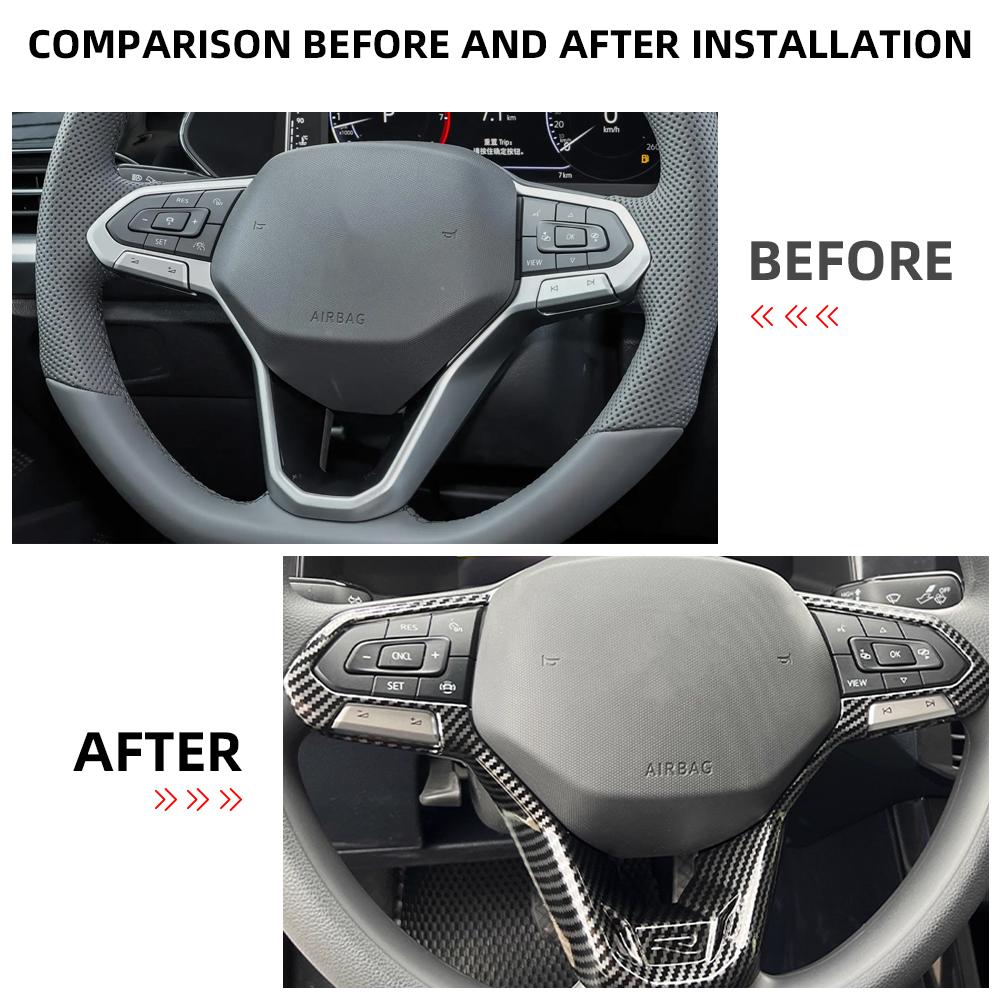 For Volkswagen VW Touareg Jetta Golf 8 Taigo T-cross T-roc Taos Tiguan Altas Caddy Multivan Steering Wheel Cover Sticker Trim