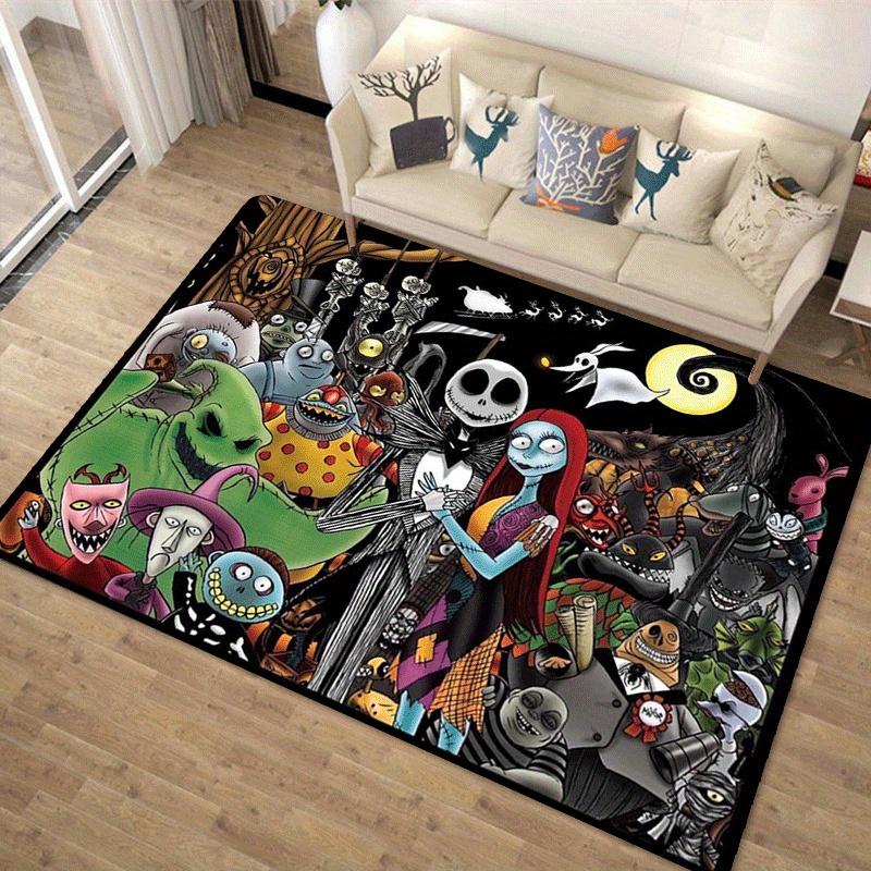 1pc The Nightmare Before Christmas Pattern Area Rug Soft Flannel Floor Mat for Living Room,Office,Bedroom and Carpet,Sofa Coffee Table Floor Mat