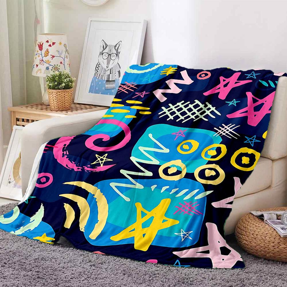 1pc Graffiti Art Blanket, Lightweight Flannel Throw Blanket for Sofa, Bed, Travel, Camping, Living Room, Office, Couch054