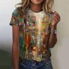 Kleurrijk olieverfschilderijpatroon 3D-print dames T-shirt met ronde hals en korte mouwen Y2K Harajuku T-shirts tops dameskleding