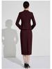 2025 High-End Women's Navy Blue V-Neck Suit Skirt Set - Formal, Slim-Fit, Professional Wear