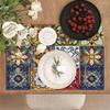 1PC Mexican Talavera Ceramic Tile Printed Placemats Washable Placemats Are Suitable for Kitchen Party Restaurants