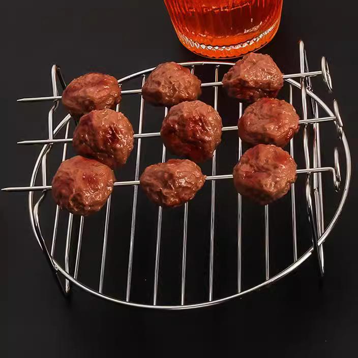 67" Stainless Steel Air Fryer Double-Layer Steaming & Roasting Rack - 4-Pin BBQ & Deep Fryer Accessories with Mesh Shelf.