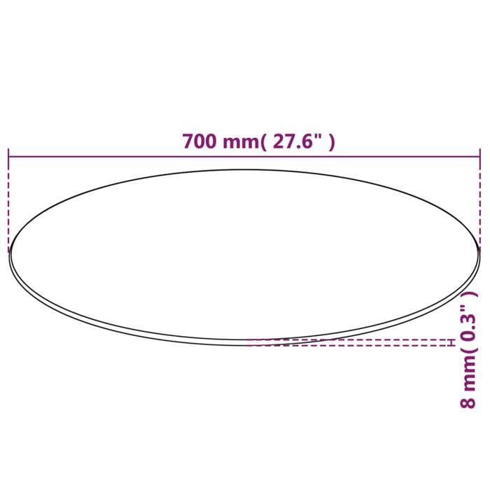 VidaXL Round Table Top Tempered Glass 700 Mm