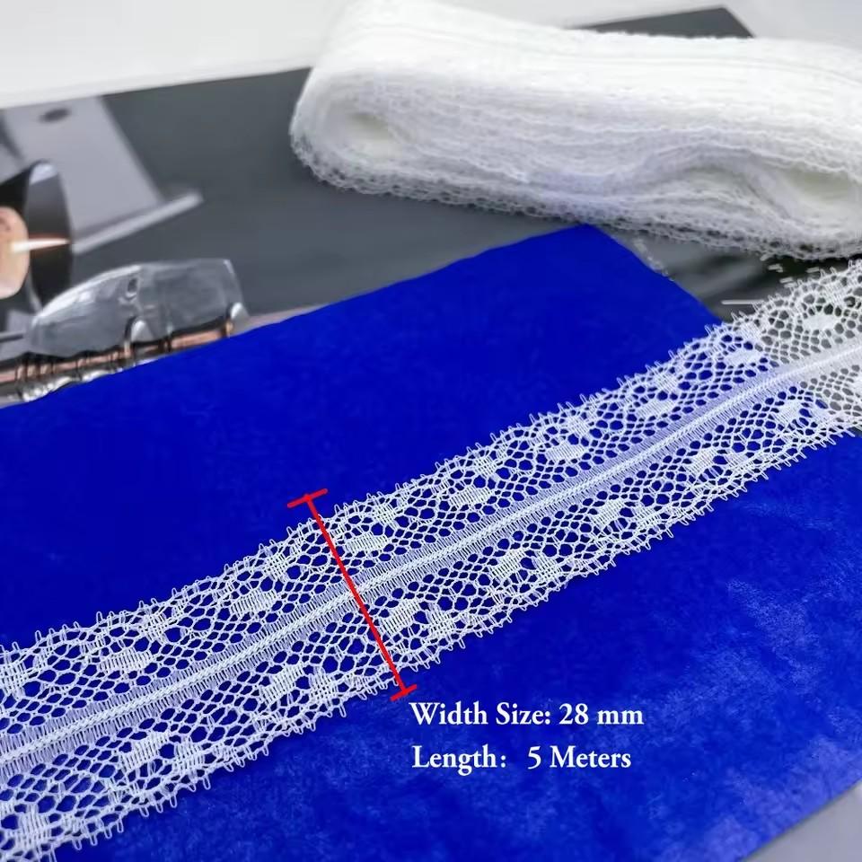 5 Meters White & Black Lace Ribbon Assorted Floral Trims for Gift Wrapping Christmas Wedding Decor DIY Crafts Sewing Accessories