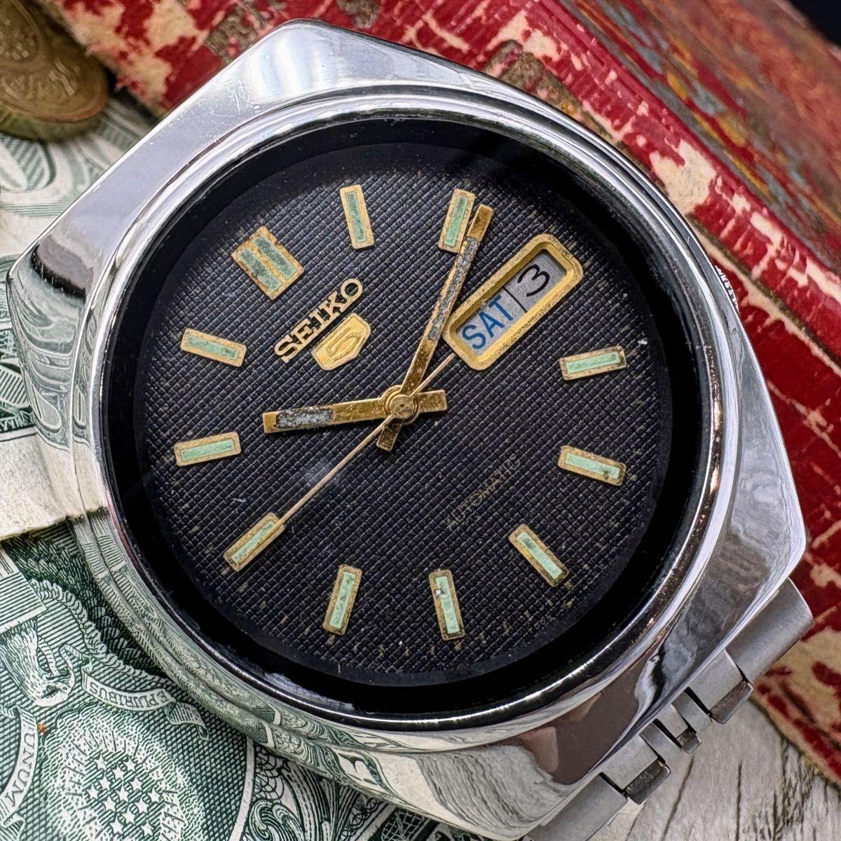 [Adult Astringency] SEIKO 5 Seiko 5 Men s Watch Black Automatic Actual Working