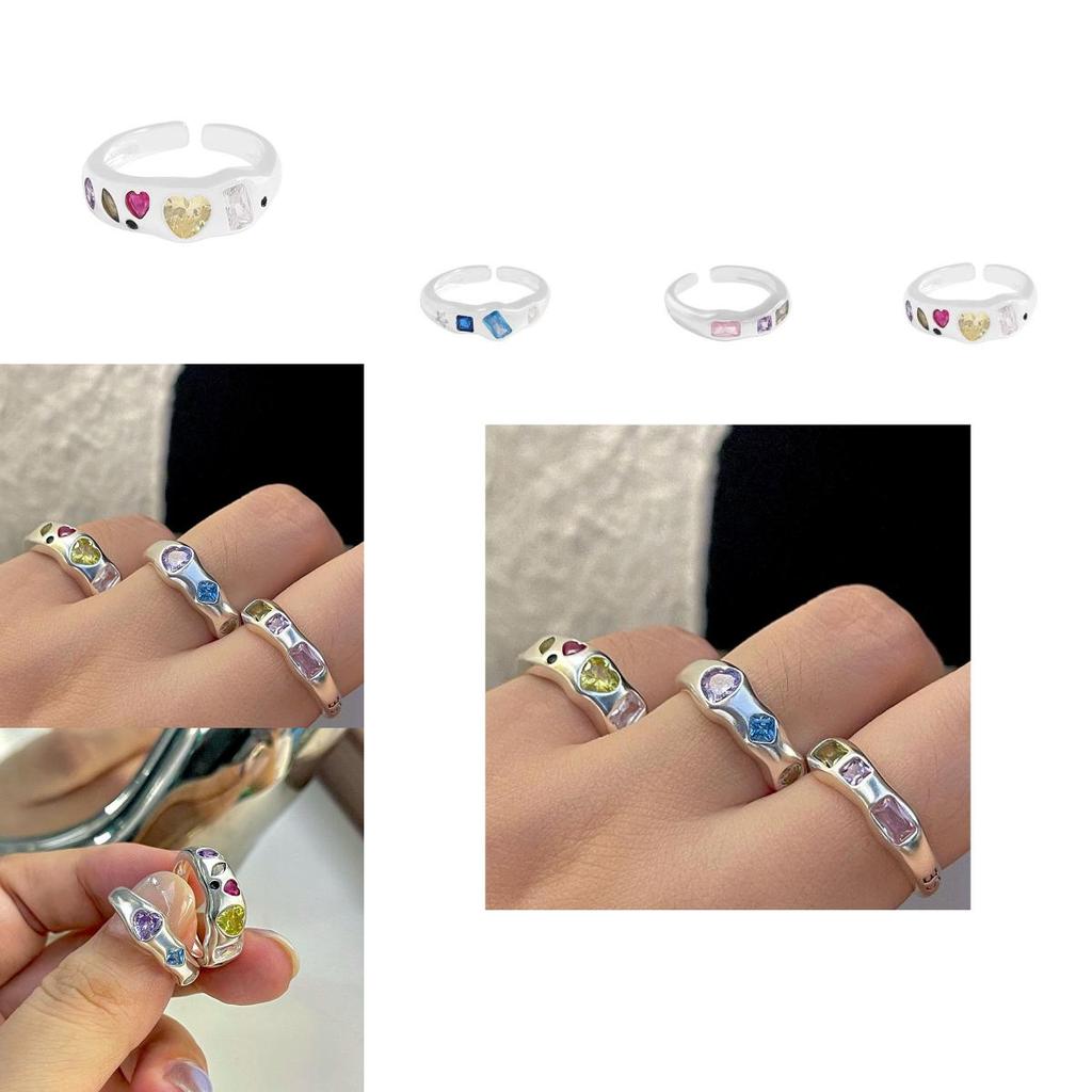 Stylish Adjustable Open Ring For Women Featuring Colorful Zircon Stone Elegant Design For Fashion Lovers