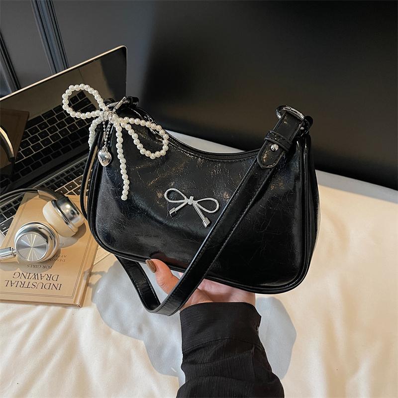 Schultertaschen Schleife Designer Handtaschen Anhänger senden Mode PU Handtaschen Reißverschluss Pendeltasche Achseltasche für Damen