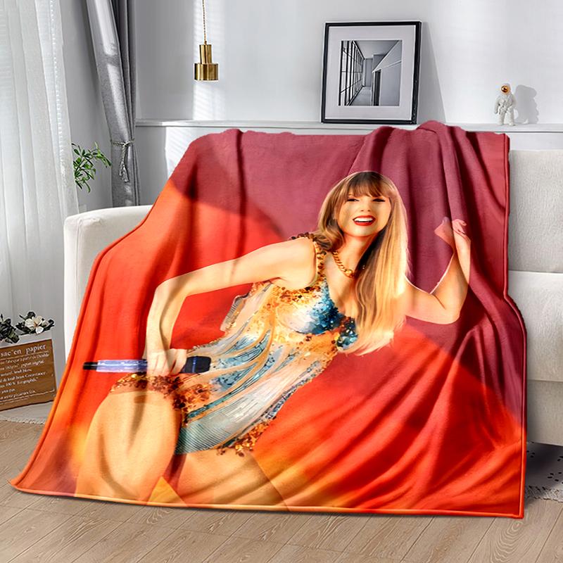 1pc Blanket Taylor Swift Print Design, Lightweight Blanket for Sofa, Bed- Soft &Warm, Gift for All Seasons like Christmas, Halloween