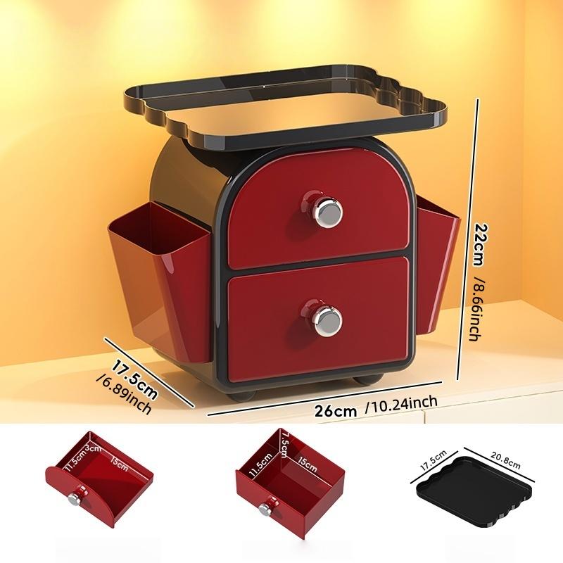 

Desktop storage box creative drawer storage cabinet dressing table surface cosmetic and skincare product storage box красный