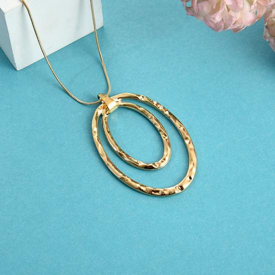 Lady Necklace Exaggerated Double-layered Hoop Penant Sweater Chain Electroplated Snake Bone Chain Lightweight Clothes Accessory for Daily Wear