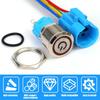 16mm Latching Push Button Switch LED Illuminated Waterproof 12V 24V Metal Round Power On Off Toggle Car Boat Marine Dash Wire