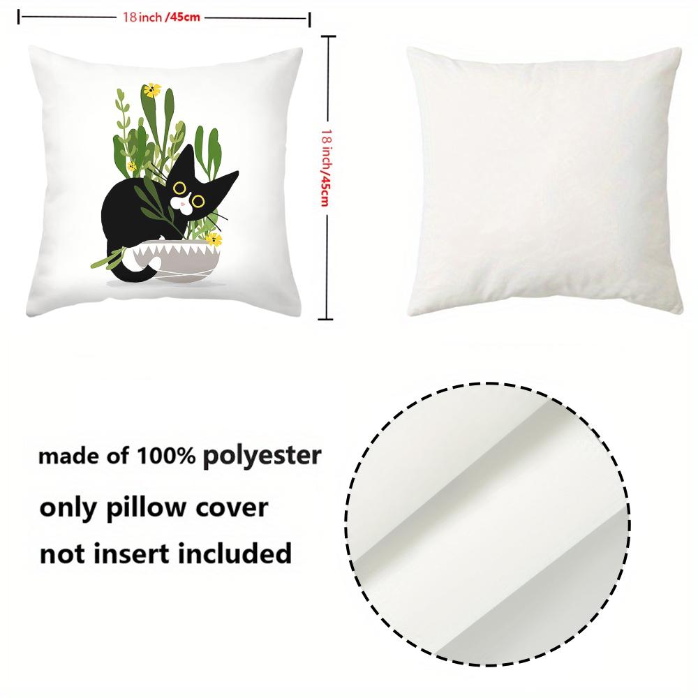 Black Cats Playing Among Potted Plants Decorative Cushions Polyester pillowcase, sofa decorative cushion cov Headboard Pillow