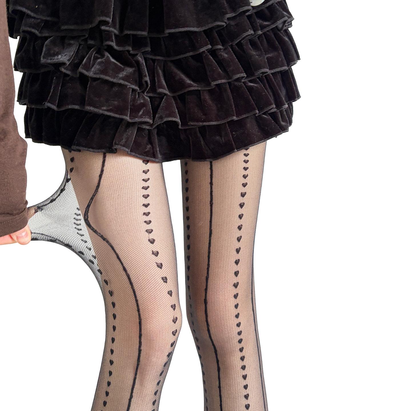Summer Ultra-thin Sweet Heart Women Tights Vertical Pattern Body Stockings Pantyhose Lingerie Hosiery Sexy Stockings Pantyhose One Size