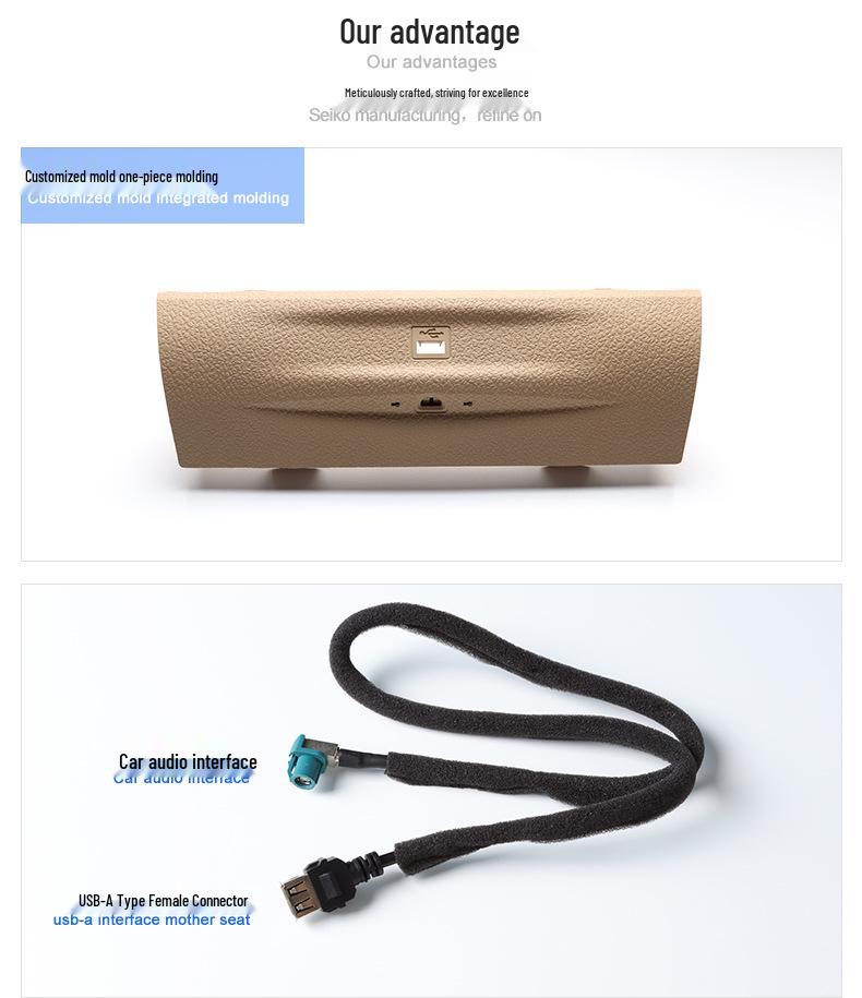 Ambient Light USB Audio & Cigarette Lighter Cover for BMW 3 Series/3GT/4 Series Central Control Panel