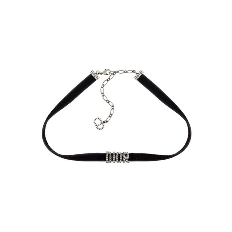 

Dior Evolution Palladium Velvet Crystal Necklace Women necklace Black N0682DVOCY-942 Box-Dust Bag+Box