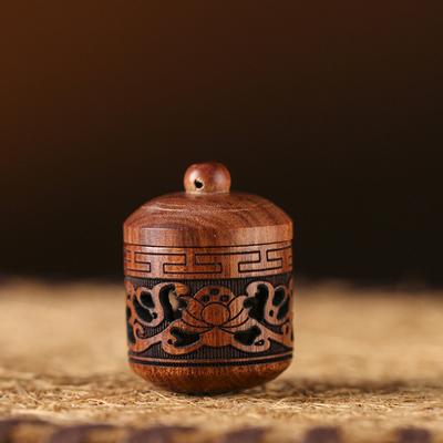 1Pc Solid Wood Portable Medicine Pill Box Mini Lantern Rescue Case Sealed Storage Can for Outdoor First Aid