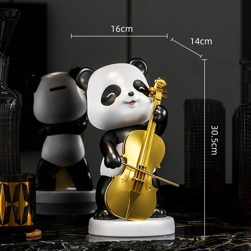 Creative Panda Figurines Cartoon Panda Resin Handicrafts Musical Instrument Guitar Cello Decorative Figurines Home Decoration