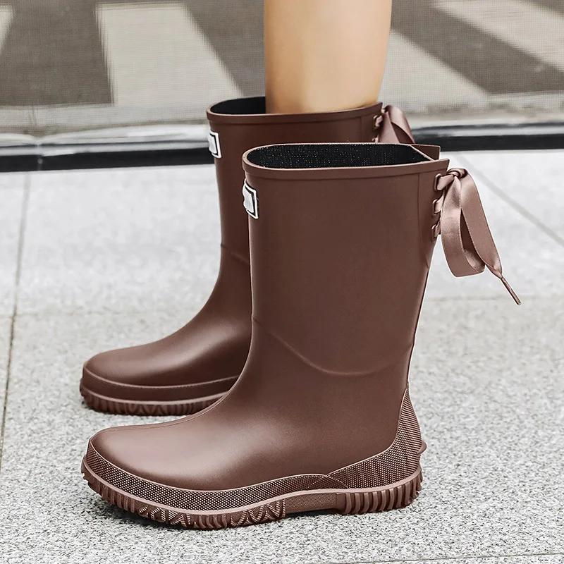 Stivali da Pioggia da Donna Antiscivolo Impermeabili Scarpe per Esterno Resistenti all'Usura Scarpe in Gomma Impermeabili per Cucina Campeggio Moda Stivali Alti