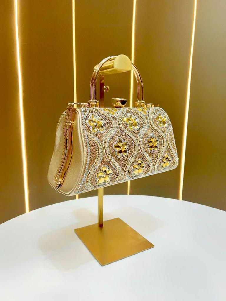 Damen Abendtasche mit großer Kapazität, mit Kette und Diamantakzenten für Ausgehen und formelle Anlässe