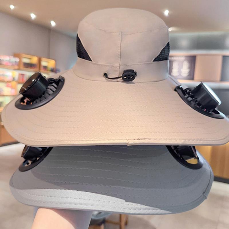 Large Size Quick Dry Bucket Hat With Solar Powered Fan Usb Charging Sun Hat For Men Outdoor Hiking Camping Fishing Cooling Wear