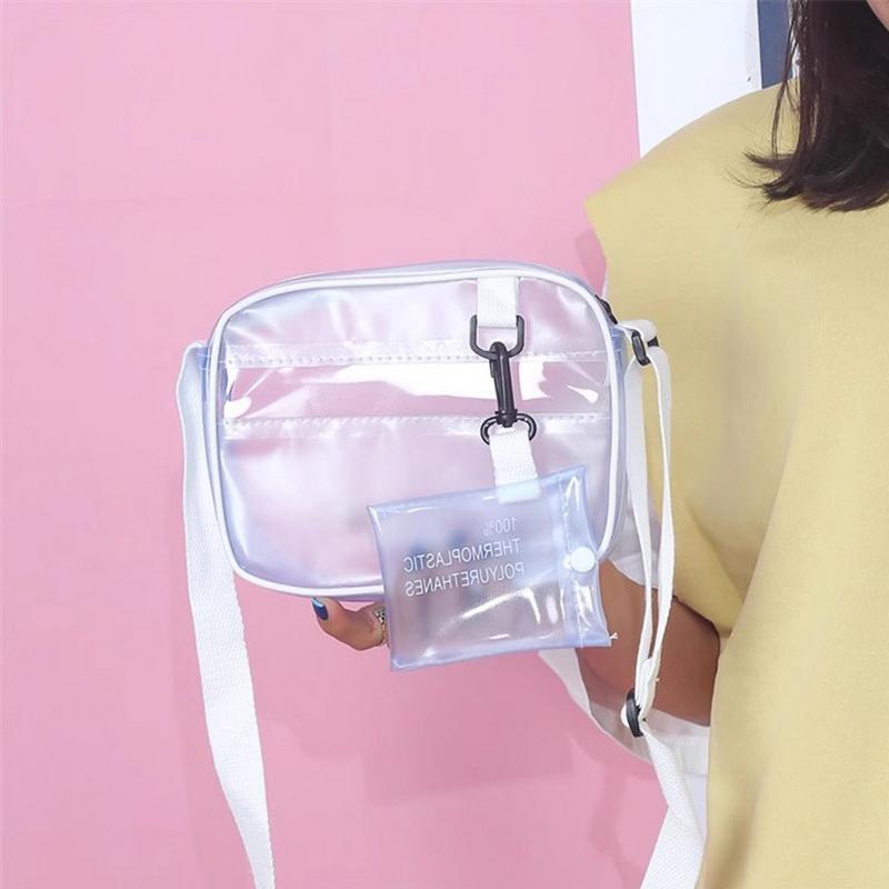 Casual Pvc Transparent Clear Women Mini Crossbody Bags Shoulder Bag Handbag Jelly Small Phone Bags With Card Holder
