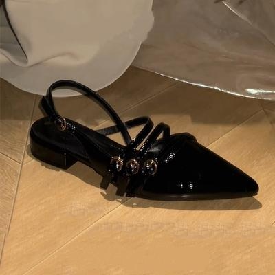 2025 neue Sommerbekleidung Pendler luftkühlende Slipper Französisches schwarzes Temperament spitze Zehenpartie Tasche Kopf Sandalen Damen