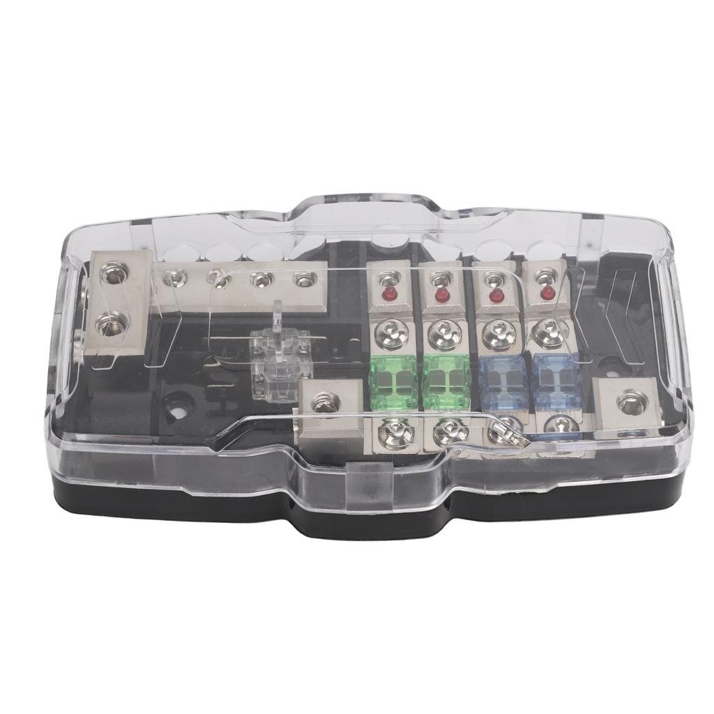 4cestná audio pojistková skříňka s LED indikátorem Autoaudio příslušenství pro čtyřkolky UTV karavany přívěsy lodě