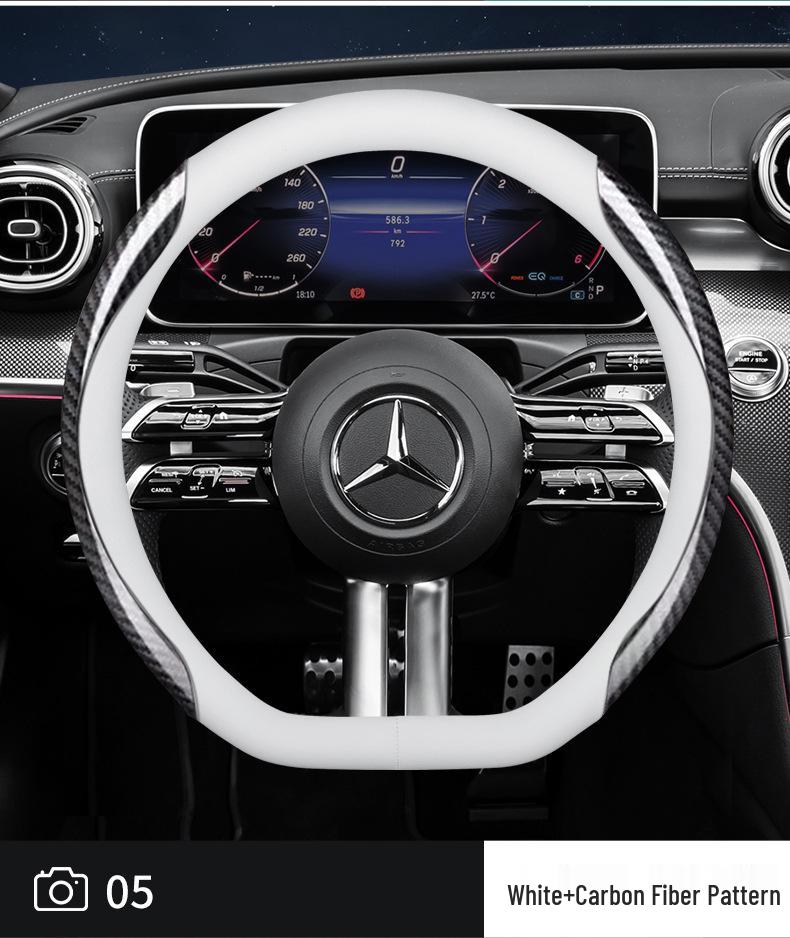 Genuine Leather Nappa Anti-Slip Steering Wheel Cover - Universal Fit, Embossed, Wear-Resistant, Comfortable for All Seasons