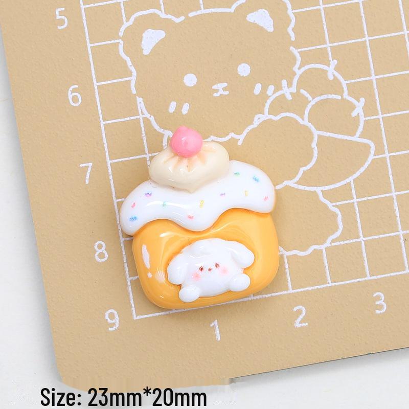 Bunny Dessert House Resin Accessories: Cartoon Cream Glue, Creative Shoe Buckle Material for DIY Jewelry and Hairpin Crafting.
