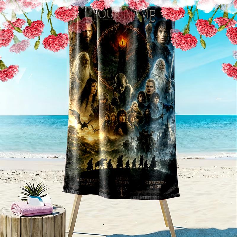 Name Custom Adventure Movie Lord Rings Print Beach Towel, Large Soft Quick Dry Towel for Beach Camping Swimming