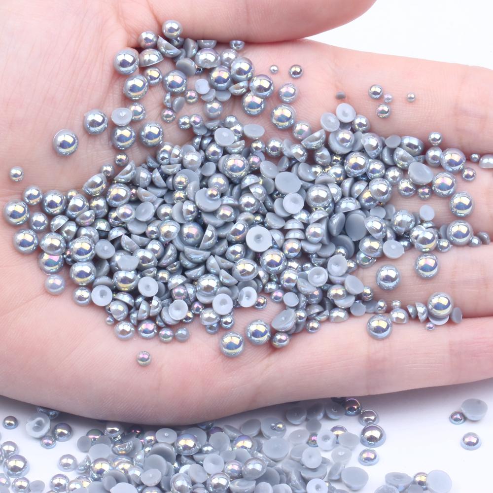 Resin Half Round Flatback Beads 2-6mm Mix Size Glue on Loose Rhinestones for Clothes Dresses DIY Crafts Scrapbook Decoration