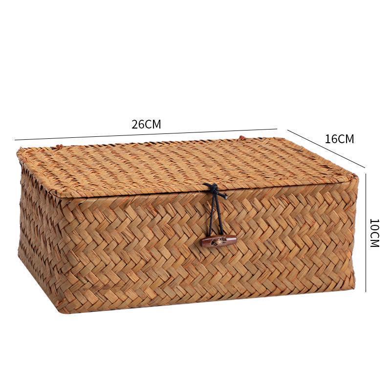 Woven Sea Vine & Bamboo Rectangle Snack Storage Basket