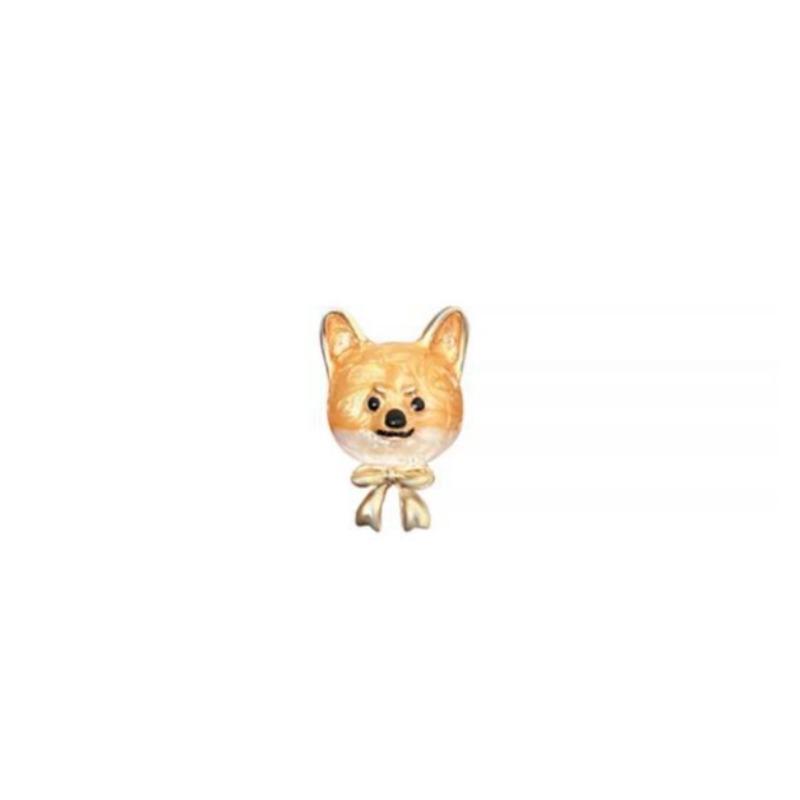 1Pc Cute Dog Brooch with Bow Lovely Shiba Inu Animal Brooches Pins for Women Men Jewelry Accessories Party Gifts