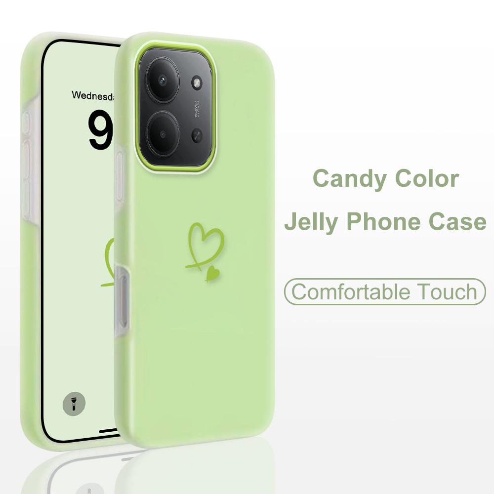 Simple Love Heart Phone Case For Xiaomi Redmi 15C 15 14C 13 13C 12 12C 10 9 9A 9C 9T A5 A3 A2 A1 4G 5G Candy Colored Cover