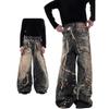 American trendy men's and women's fried street deconstruction metal loose wide-leg pants Gypsy loose drape design micro-pull pants