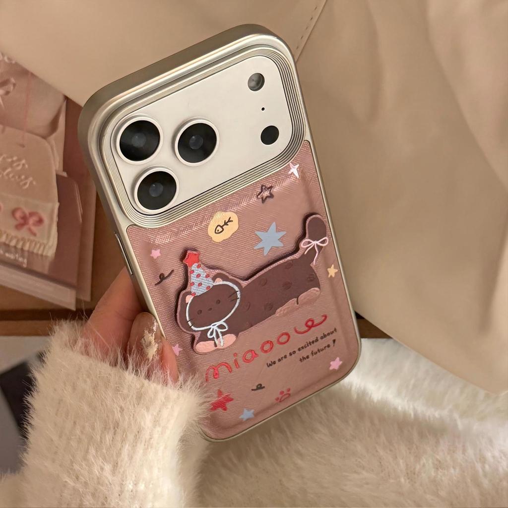 Retro Brown Cat Phone Case for iPhone 16, iPhone 17, iPhone 17 Pro Max