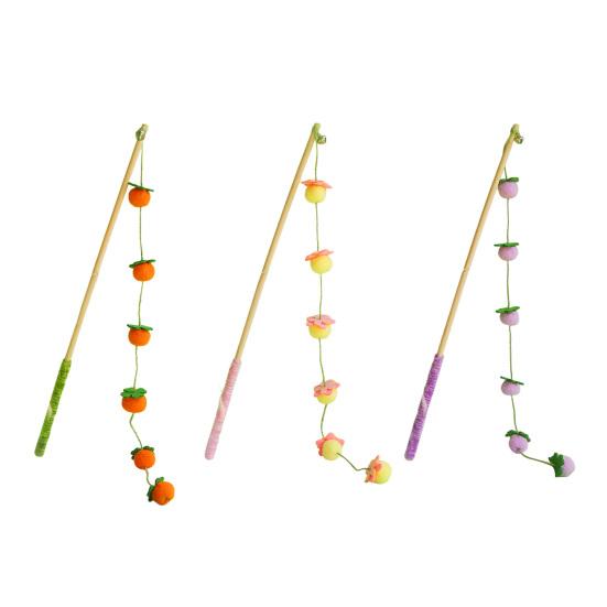 Interactive Cat Wand Toy Cat Teaser Stick String Toy with Furry Plush Balls for Indoor Cats To Play And Exercise