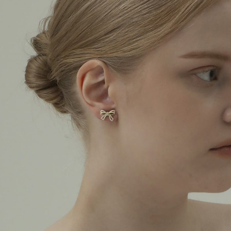 TORTOISE [Silver925] Mysore Bow Earrings (#silver#gold)