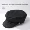 Große Größe 62cm Militärhut Mode Marinekappe Unisex Herren Flacher Schirm Seemannskapitän Hut Baumwolle Herbst Retro Schwarze Mütze