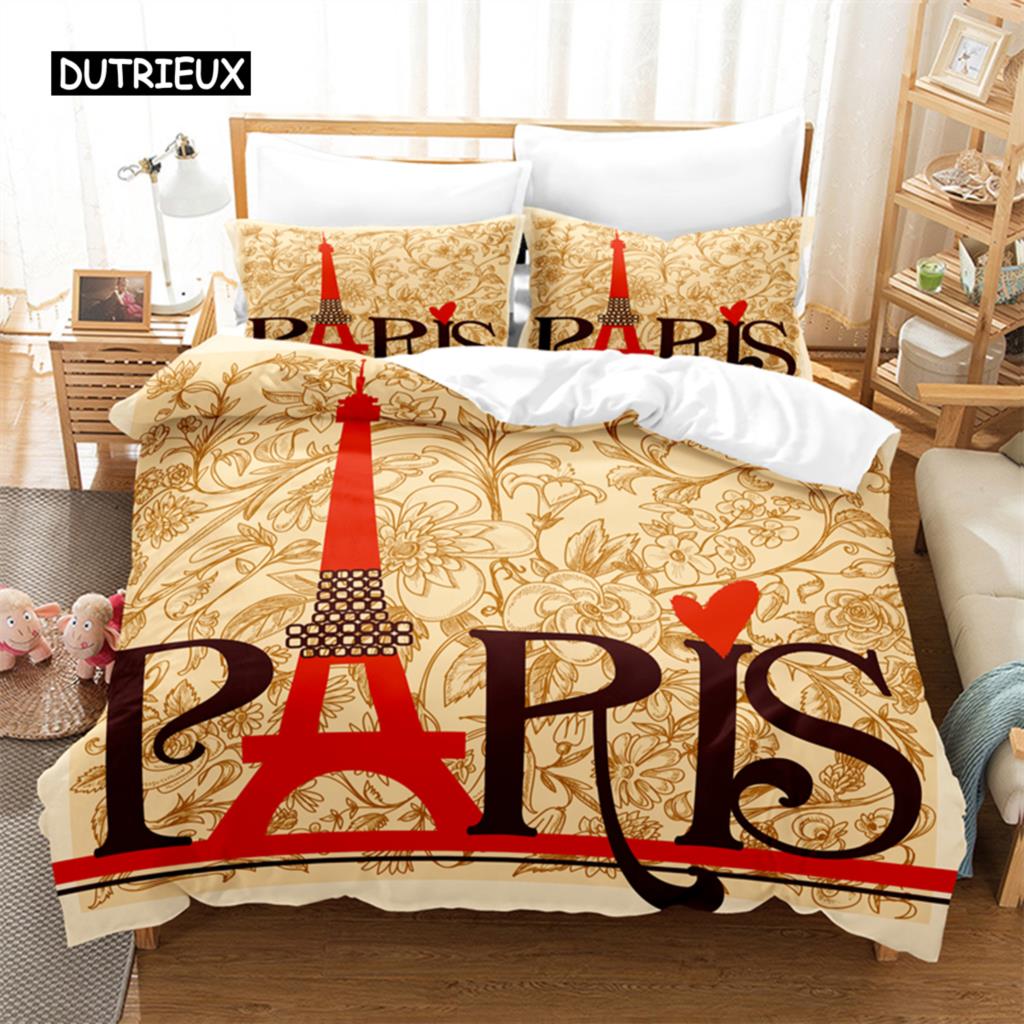 Eiffel Tower Bedding Set Duvet Cover Set 3d Bedding Digital Printing Bed Linen Queen Size Bedding Set Fashion Design