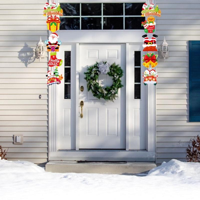 Easy Hanging Festival Cartoon Paper Door Hangers Decoration Christmas Party Supplies For Indoor Wall Window Decoration